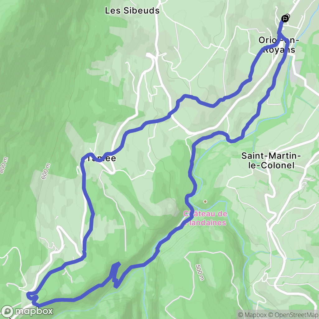 Oriol-en-Royans : carte du parcours de randonnée - France