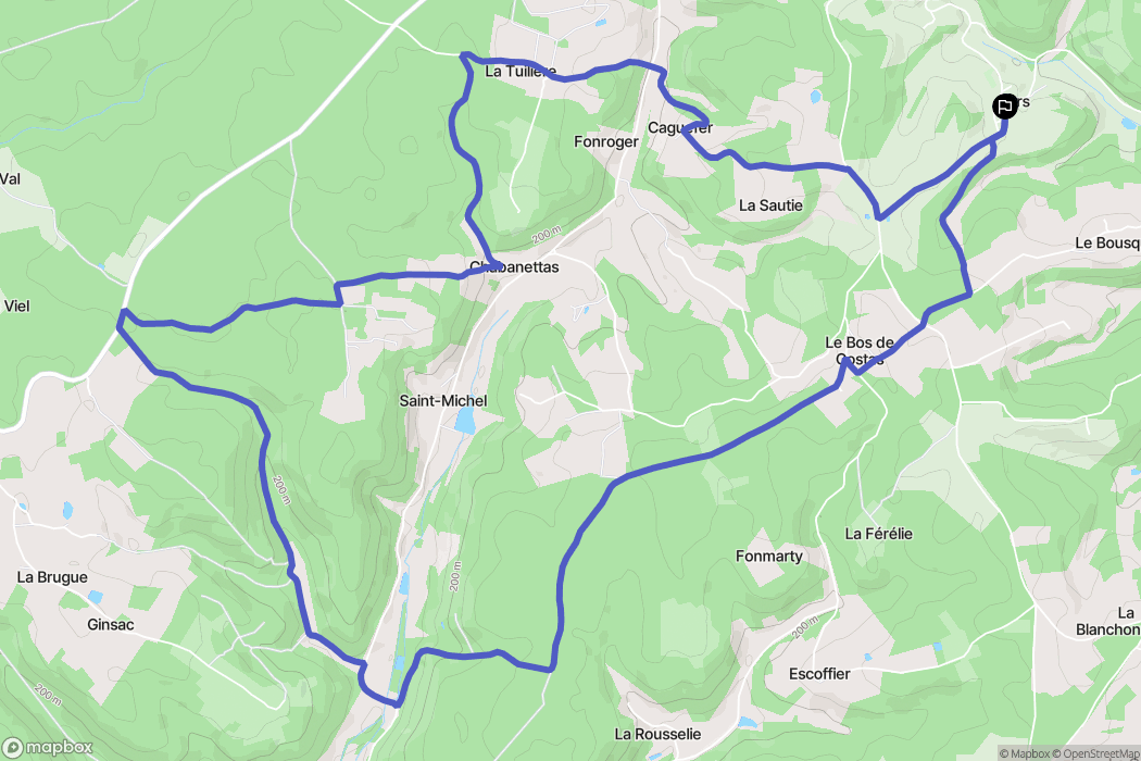 Bars : carte du parcours de randonnée - France