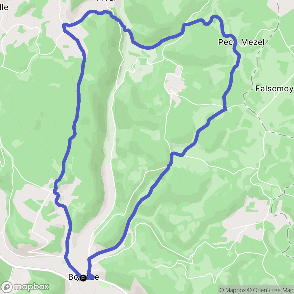Borrèze : carte du parcours de randonnée - France