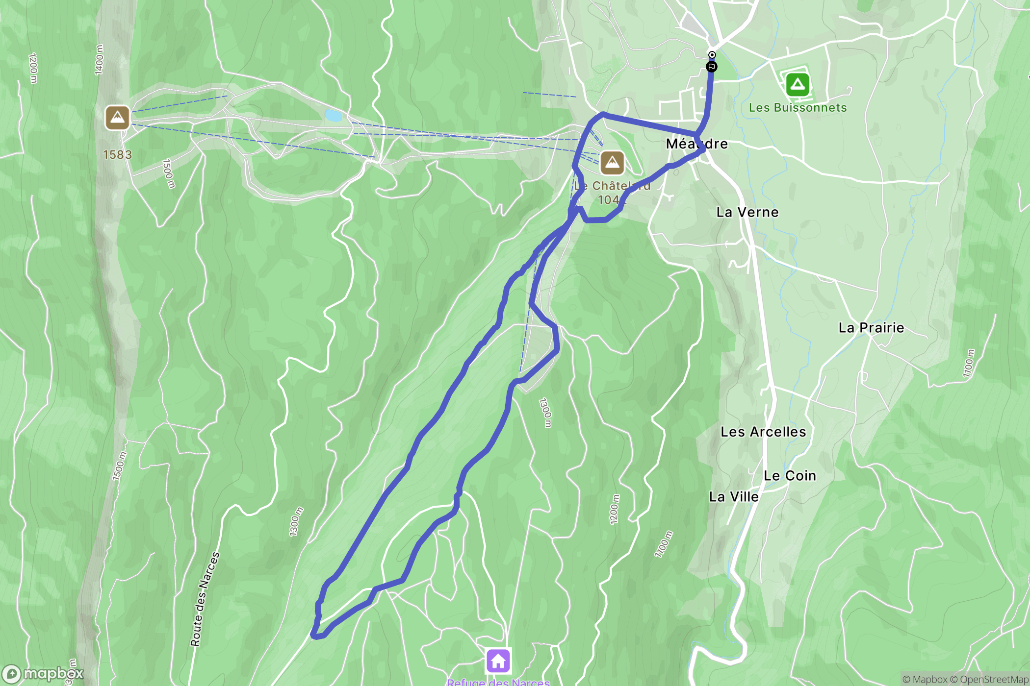 Méaudre : carte du parcours de randonnée - France