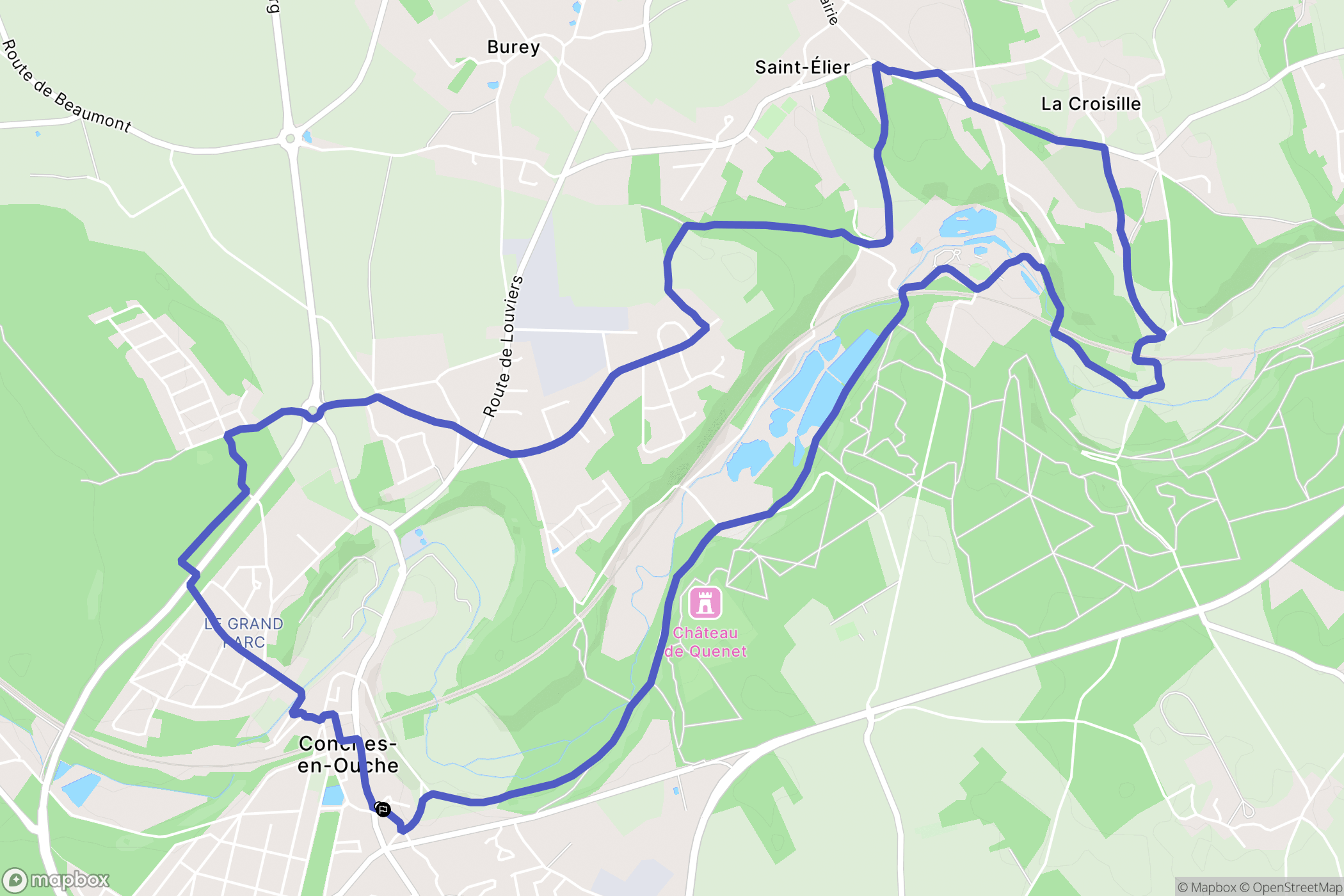 Conches-en-Ouche : carte du parcours de randonnée - France