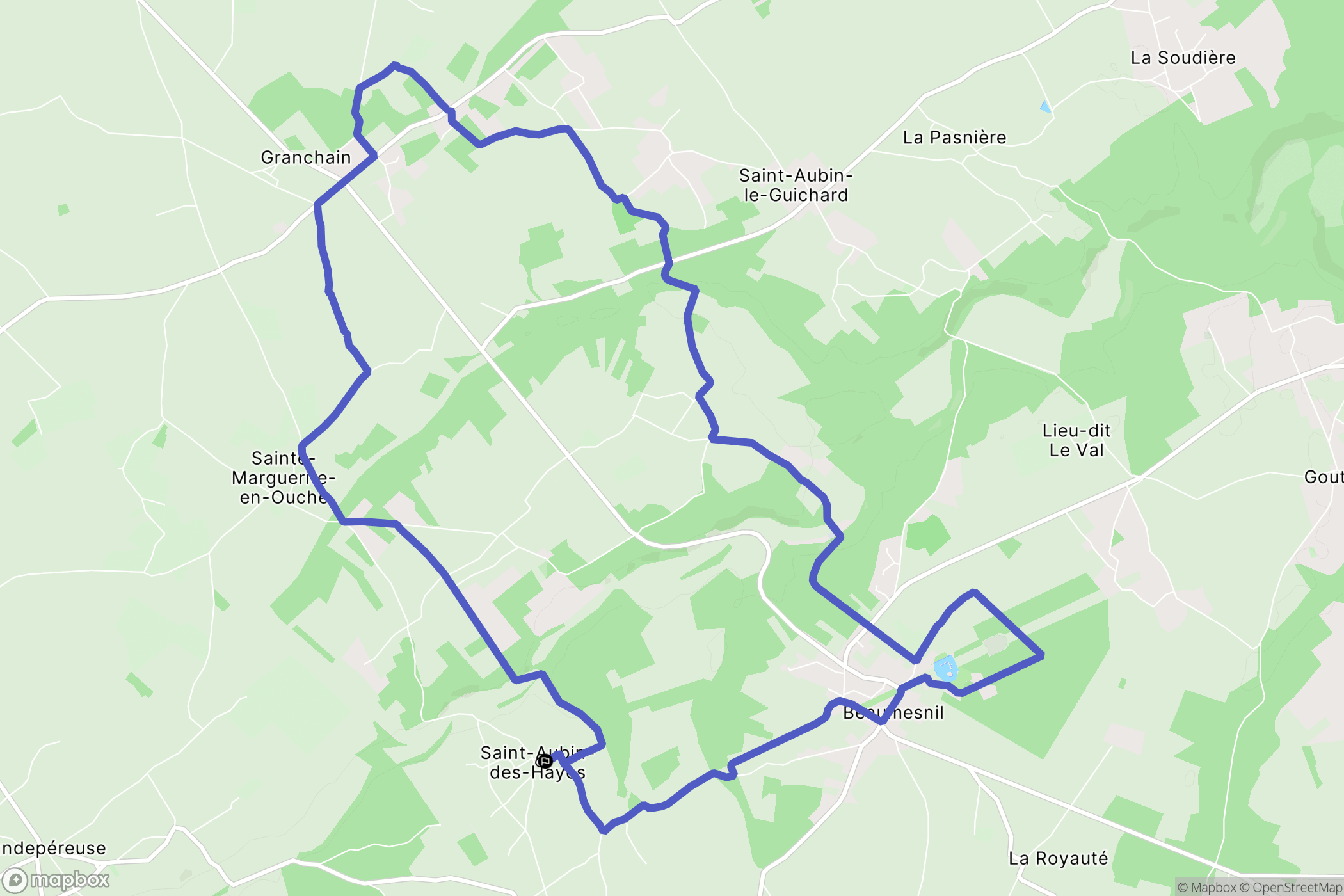 Mesnil-en-Ouche : carte du parcours de randonnée - France