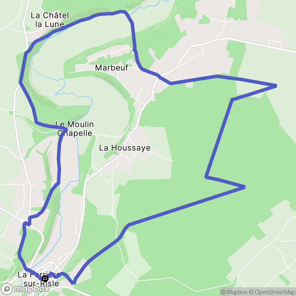 La Ferrière-sur-Risle : carte du parcours de randonnée - France