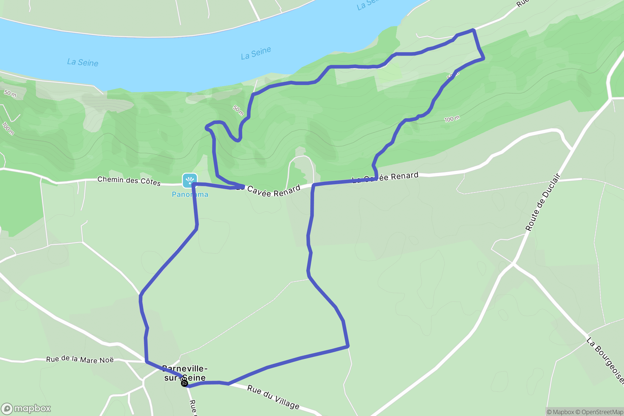Barneville-sur-Seine : carte du parcours de randonnée - France