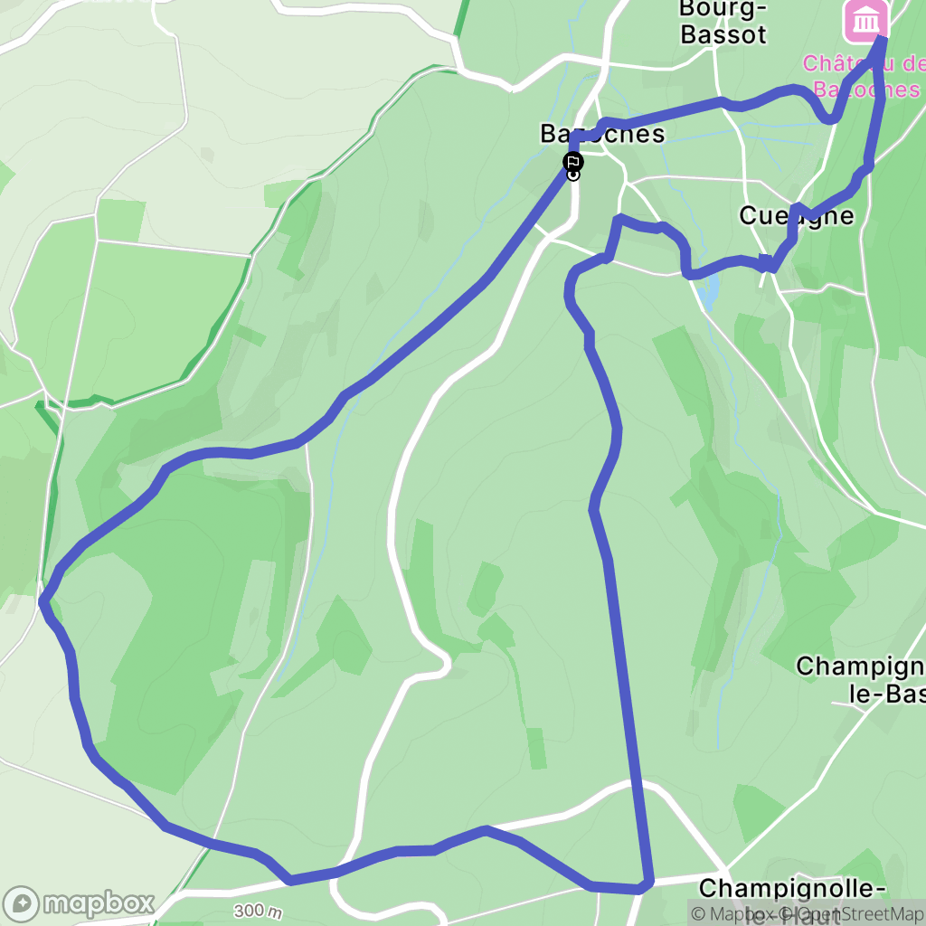 Bazoches : carte du parcours de randonnée - France