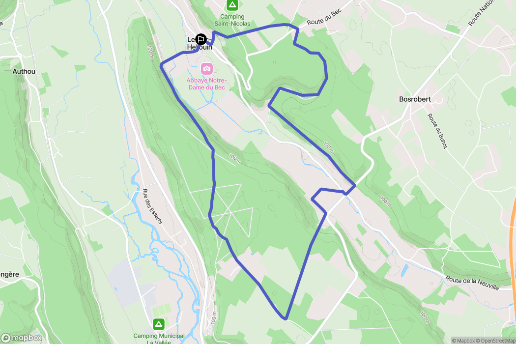 Le Bec-Hellouin : carte du parcours de randonnée - France