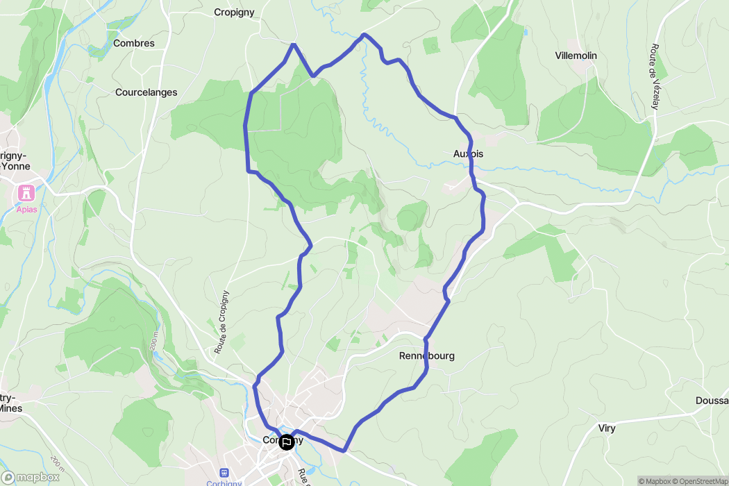 Corbigny : carte du parcours de randonnée - France