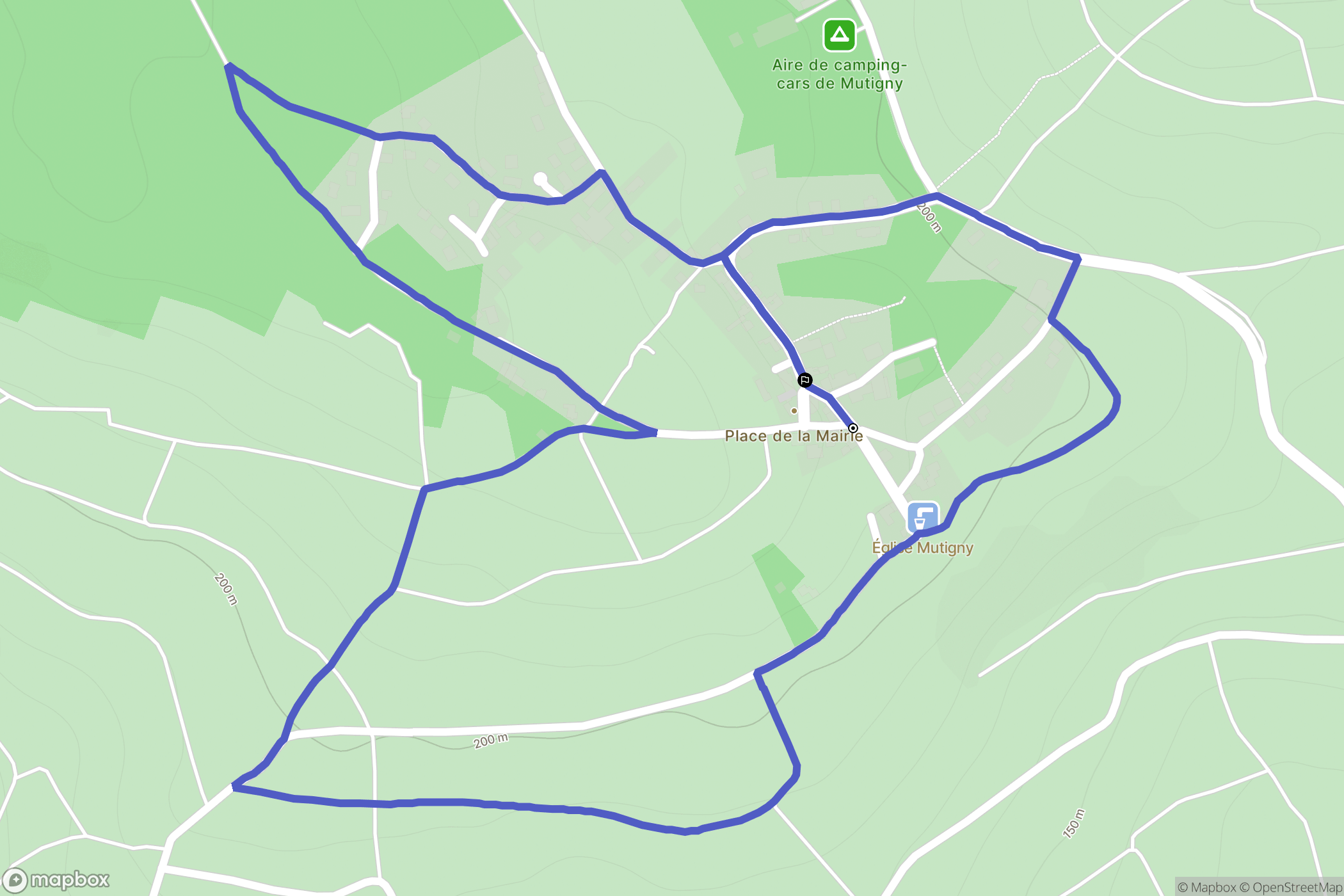 Mutigny : carte du parcours de randonnée - France