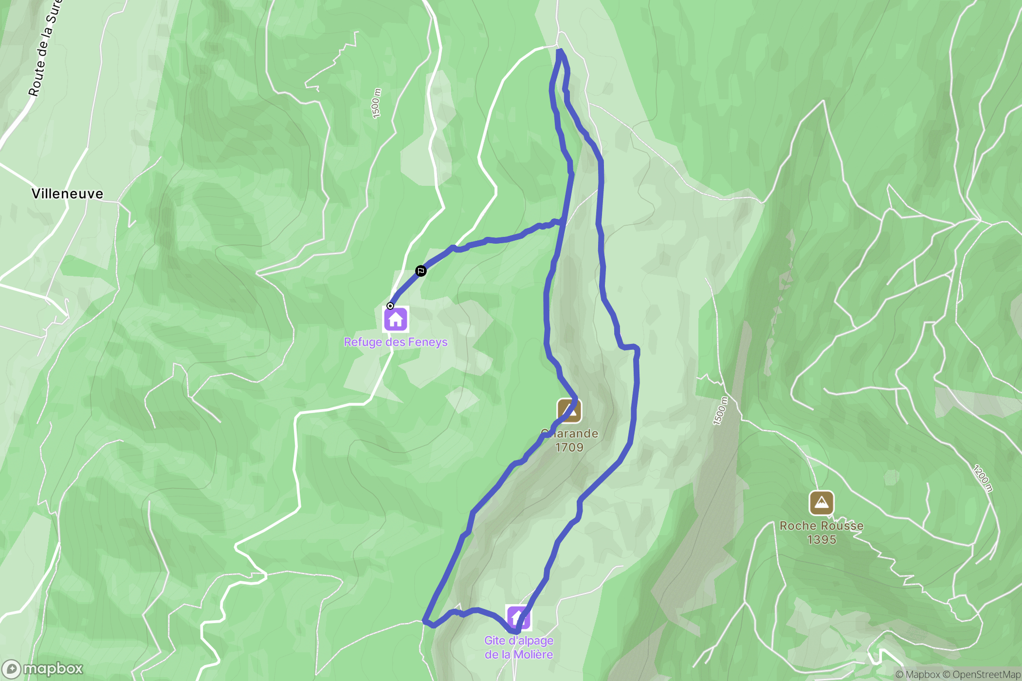 Autrans-Méaudre en Vercors : carte du parcours de randonnée - France