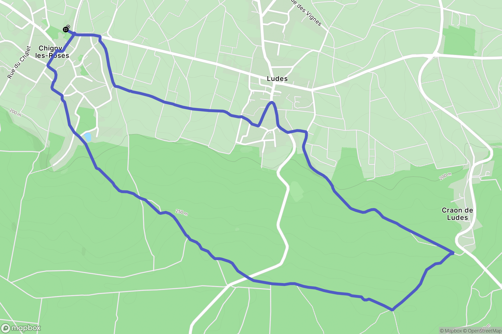 Chigny-les-Roses : carte du parcours de randonnée - France