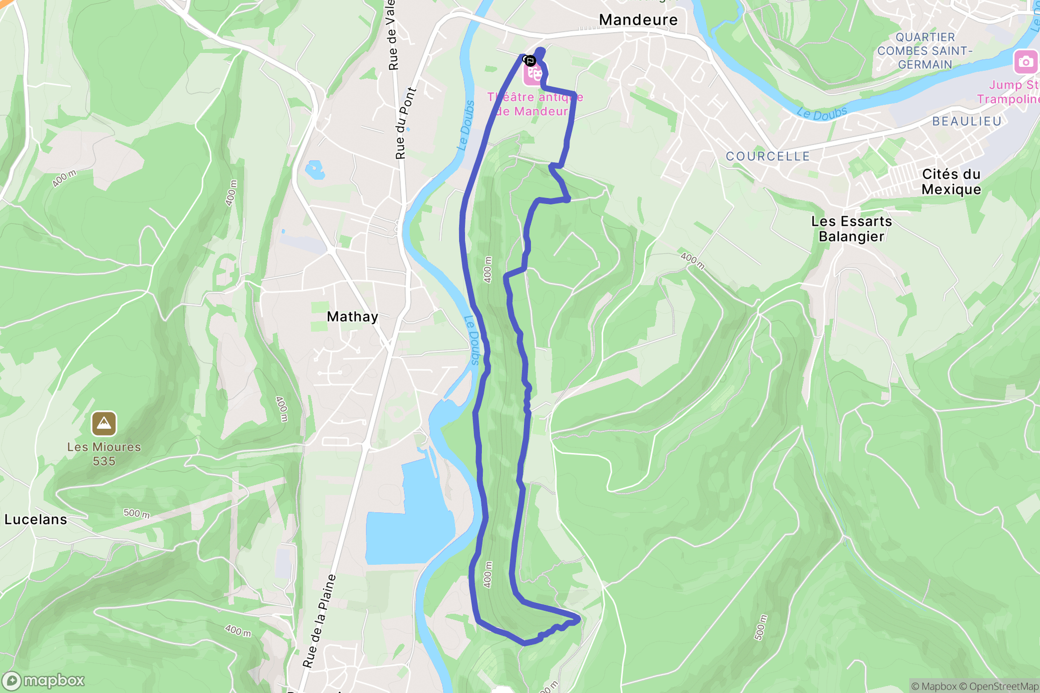 Mandeure : carte du parcours de randonnée - France