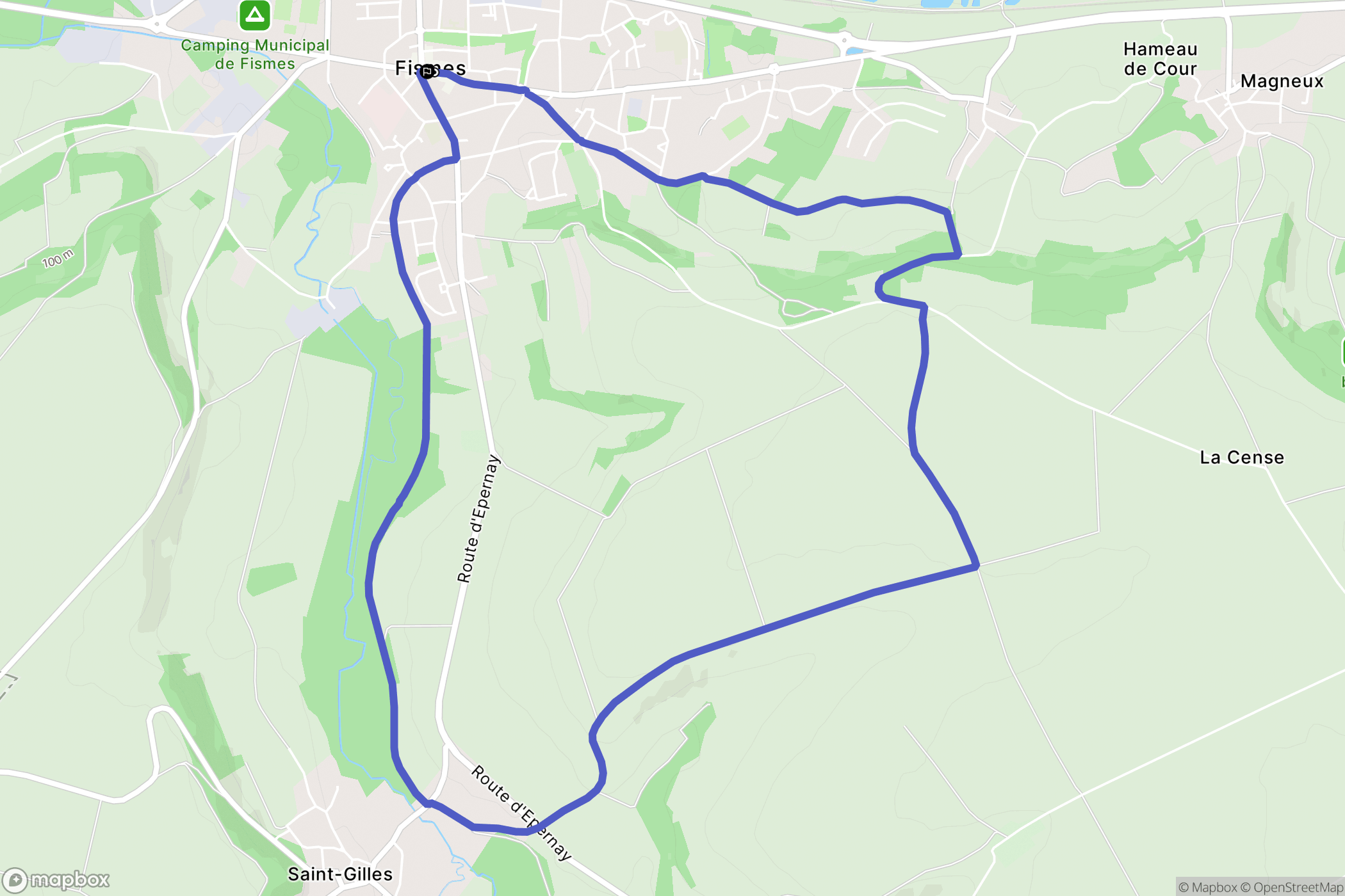 Fismes : carte du parcours de randonnée - France