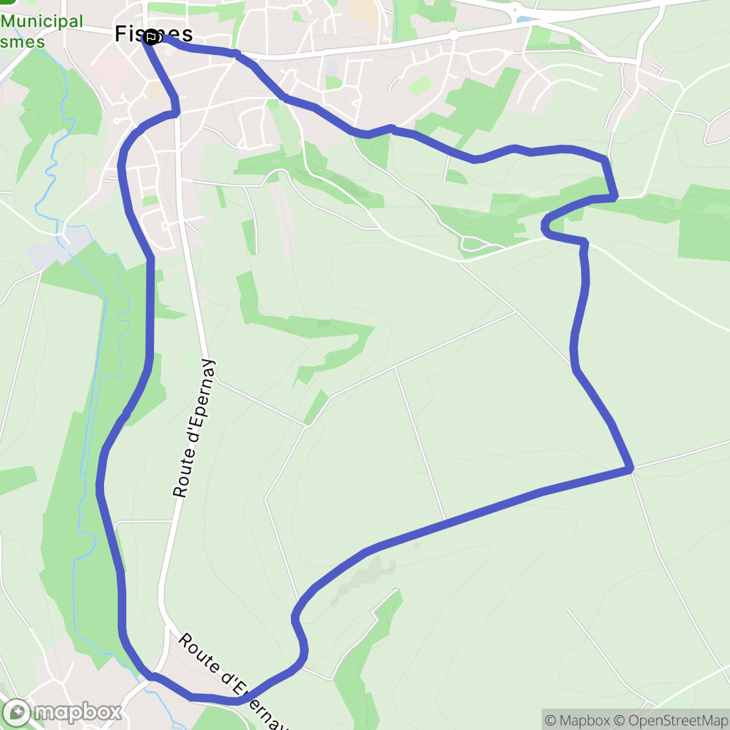 Fismes : carte du parcours de randonnée - France
