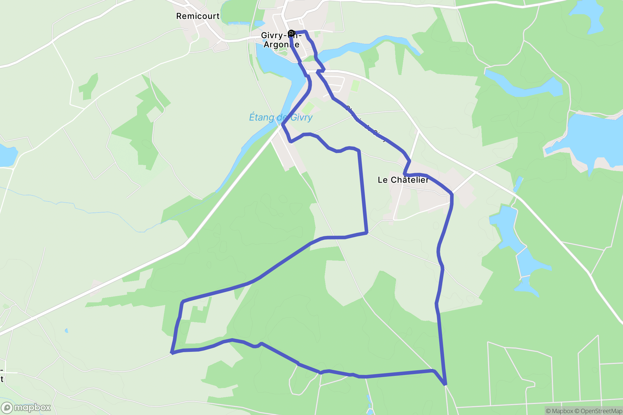 Givry-en-Argonne : carte du parcours de randonnée - France