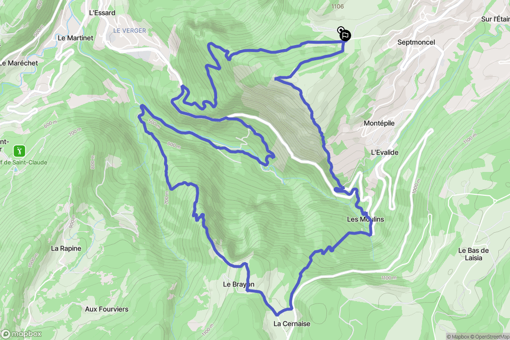 Septmoncel Les Molunes : carte du parcours de randonnée - France