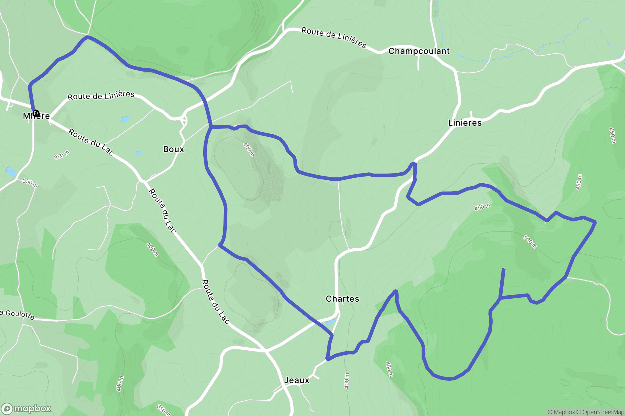 Mhère : carte du parcours de randonnée - France
