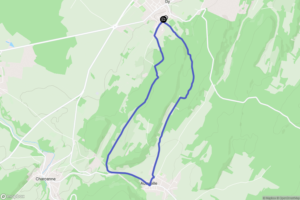 Gy : carte du parcours de randonnée - France
