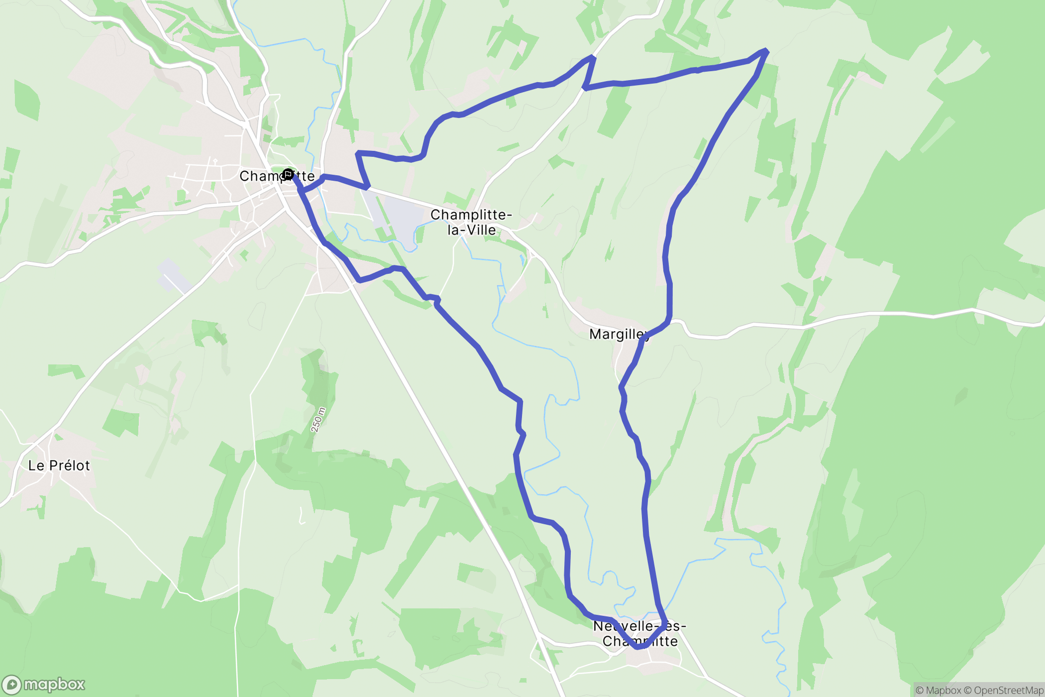 Champlitte : carte du parcours de randonnée - France