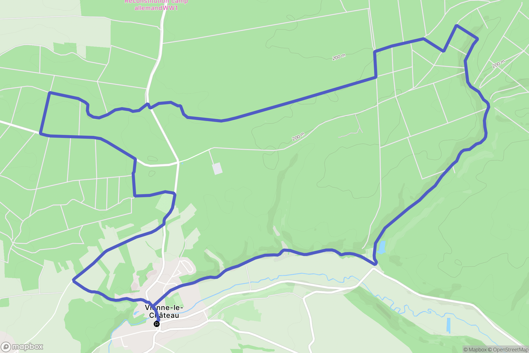 Vienne-le-Château : carte du parcours de randonnée - France