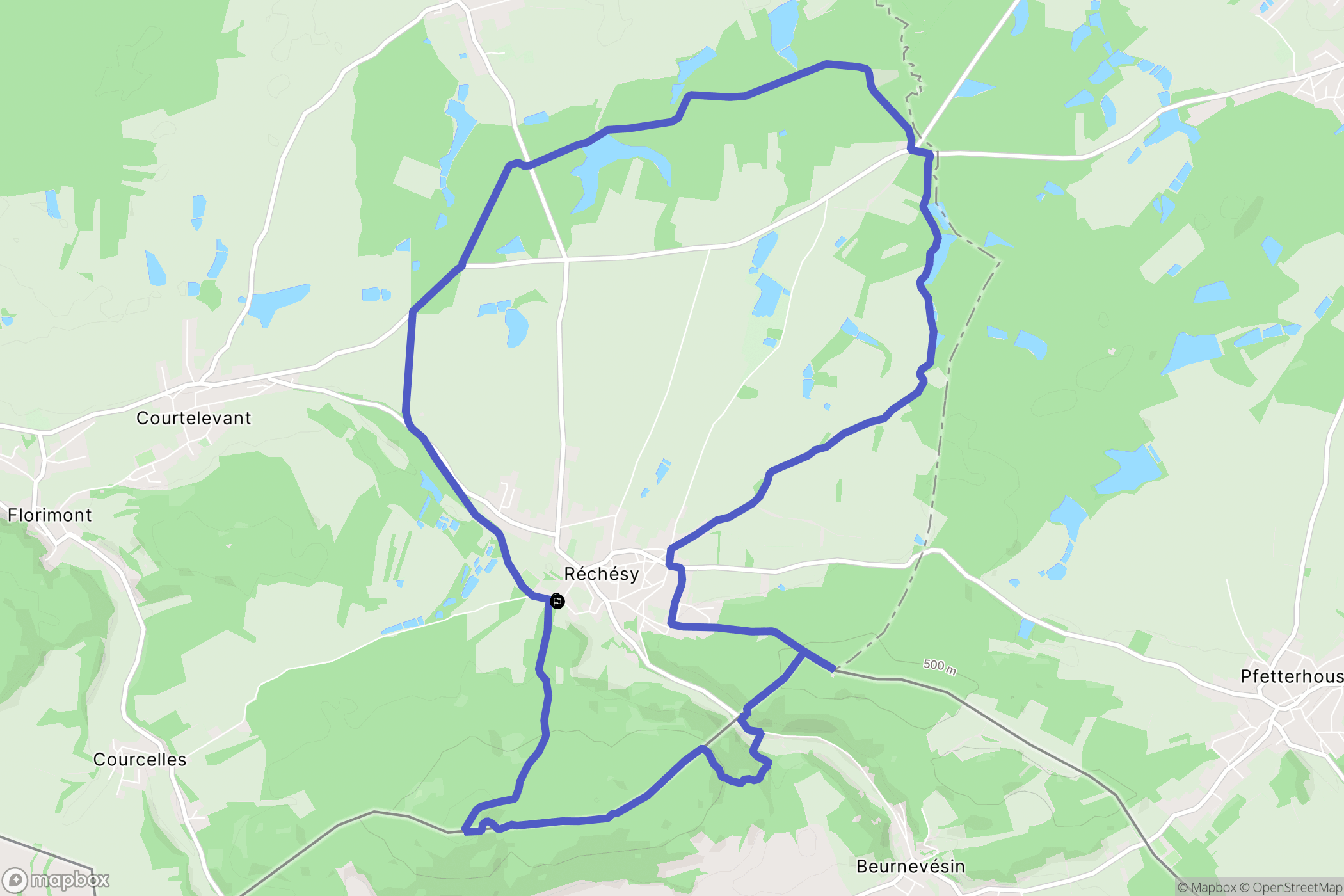 Réchésy : carte du parcours de randonnée - France