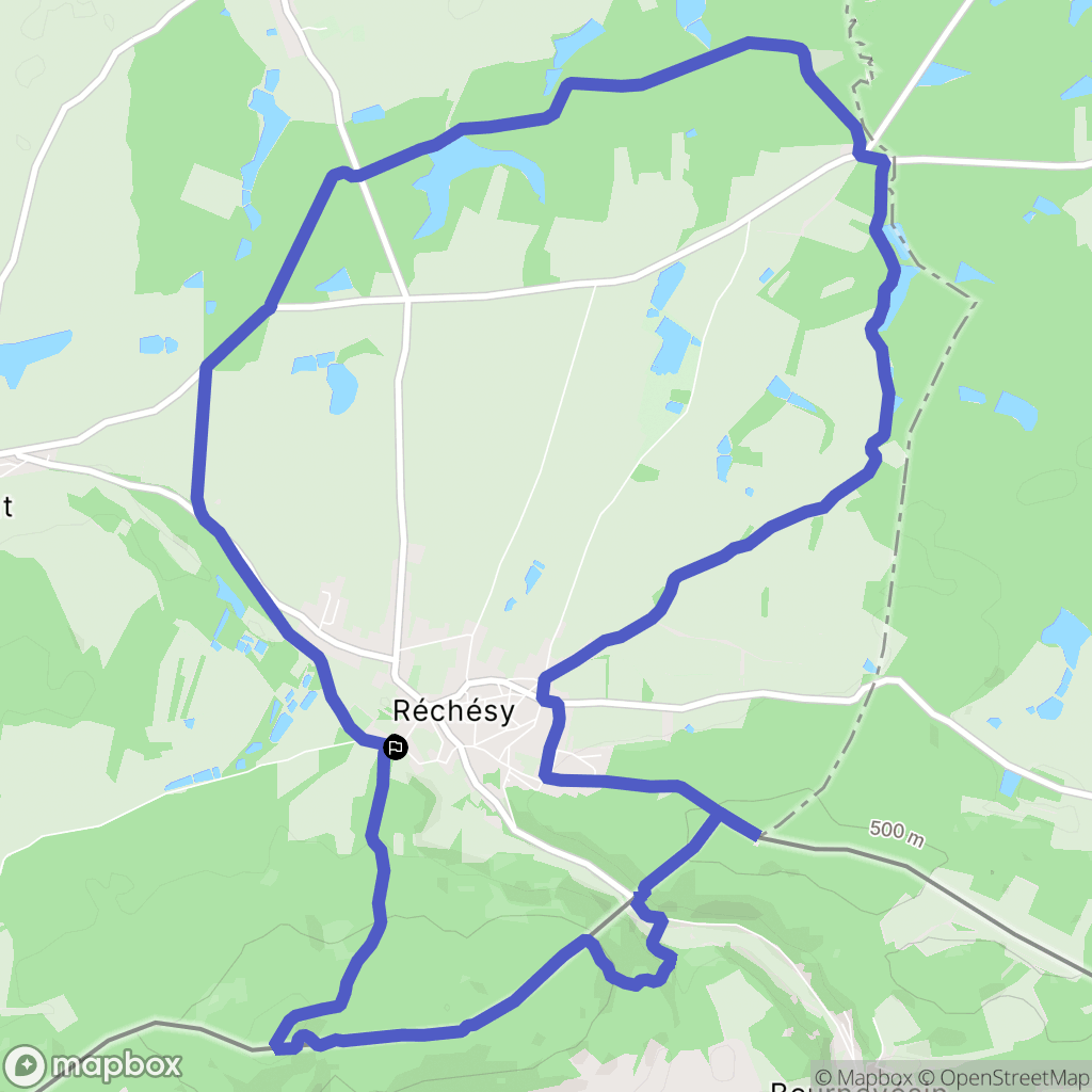 Réchésy : carte du parcours de randonnée - France