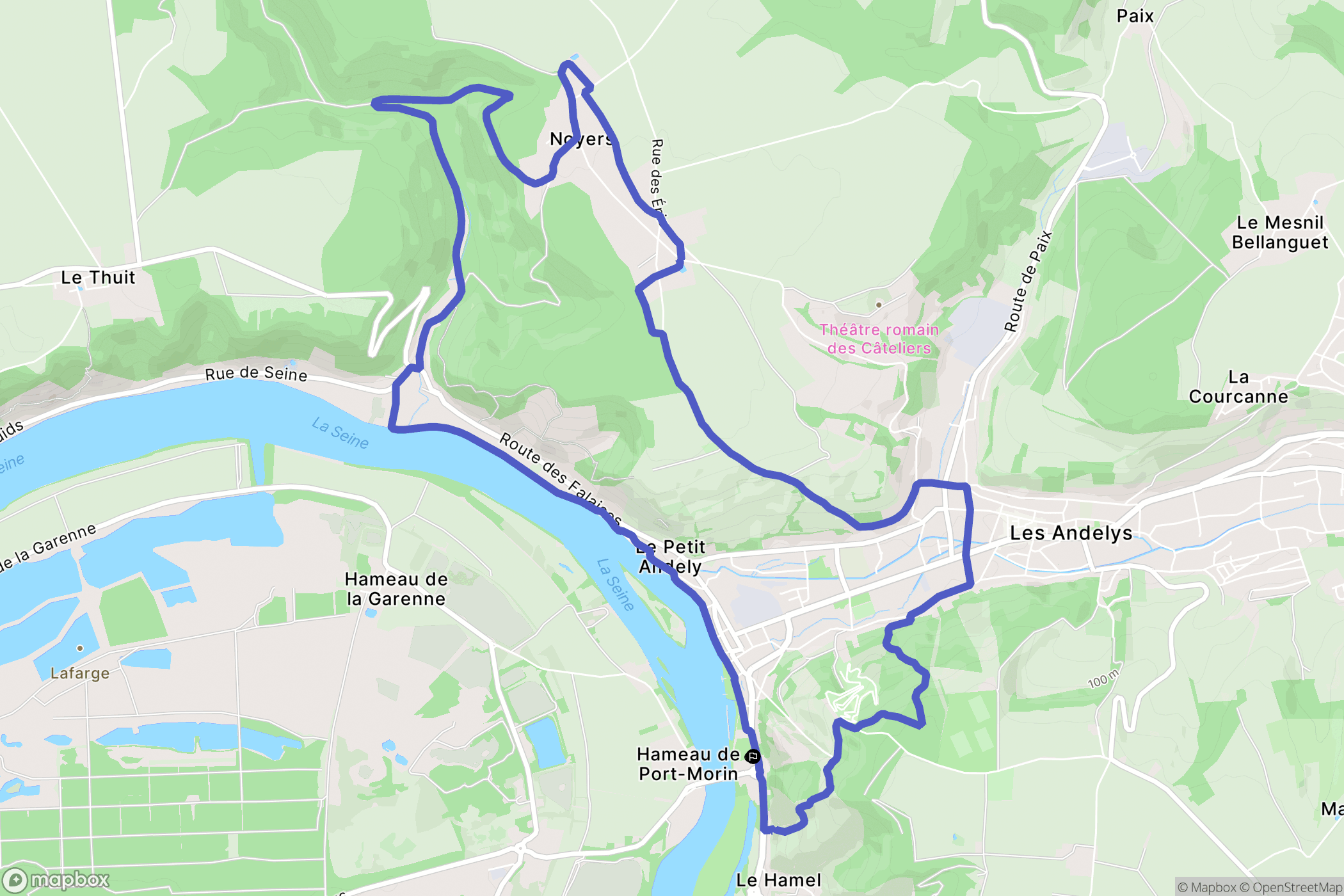 Les Andelys : carte du parcours de randonnée - France