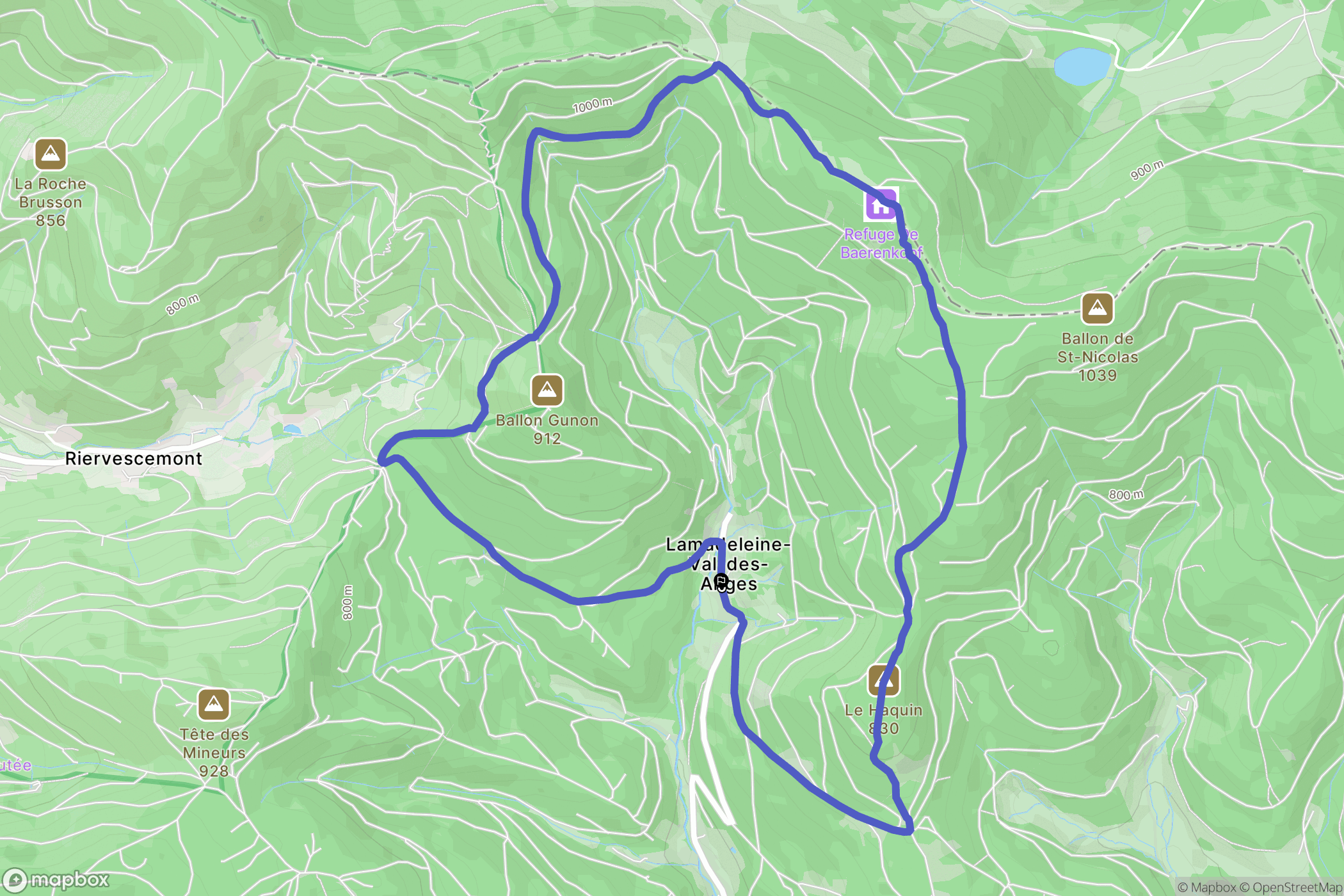 Lamadeleine-Val-des-Anges : carte du parcours de randonnée - France