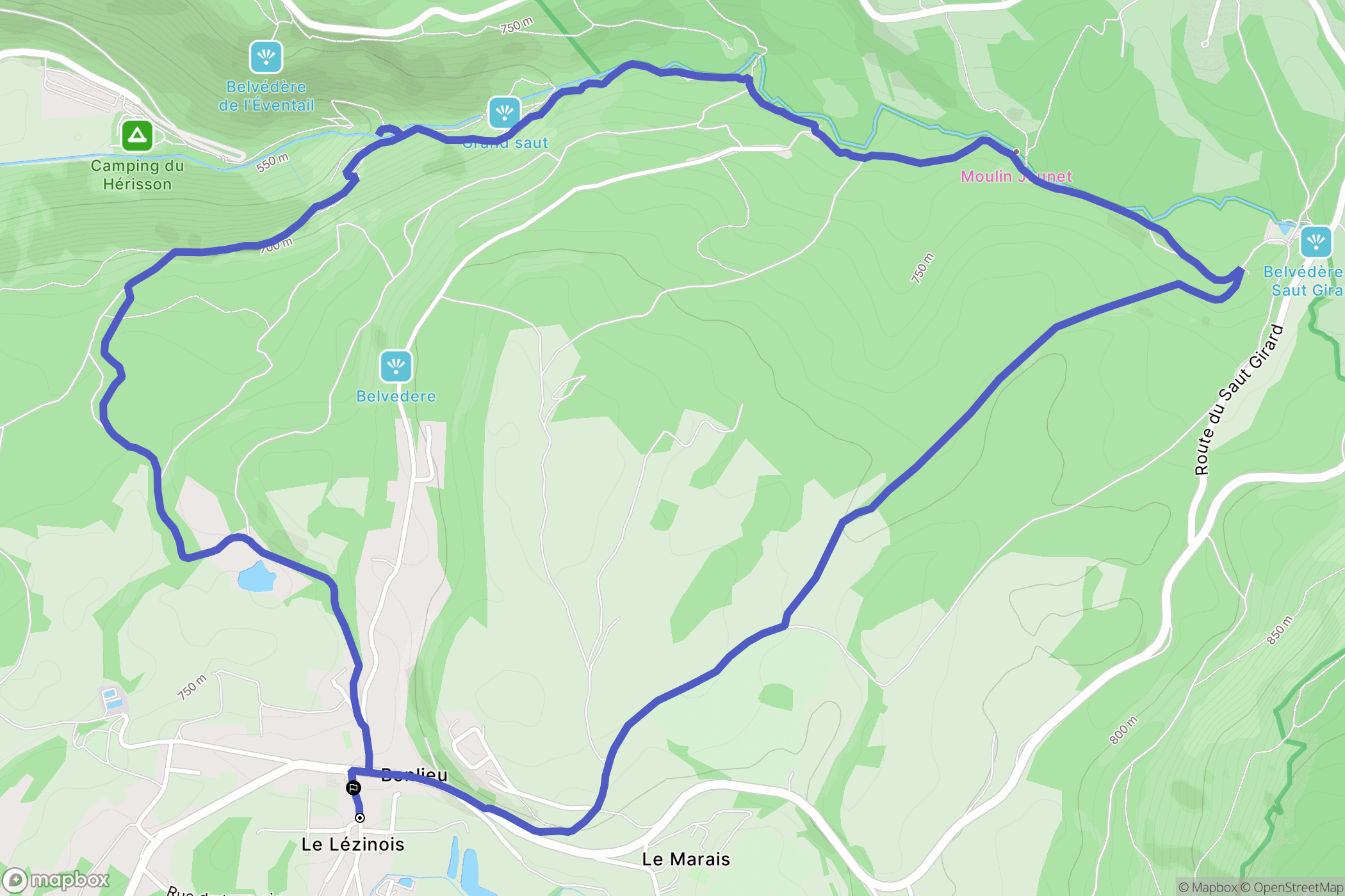 Bonlieu : carte du parcours de randonnée - France