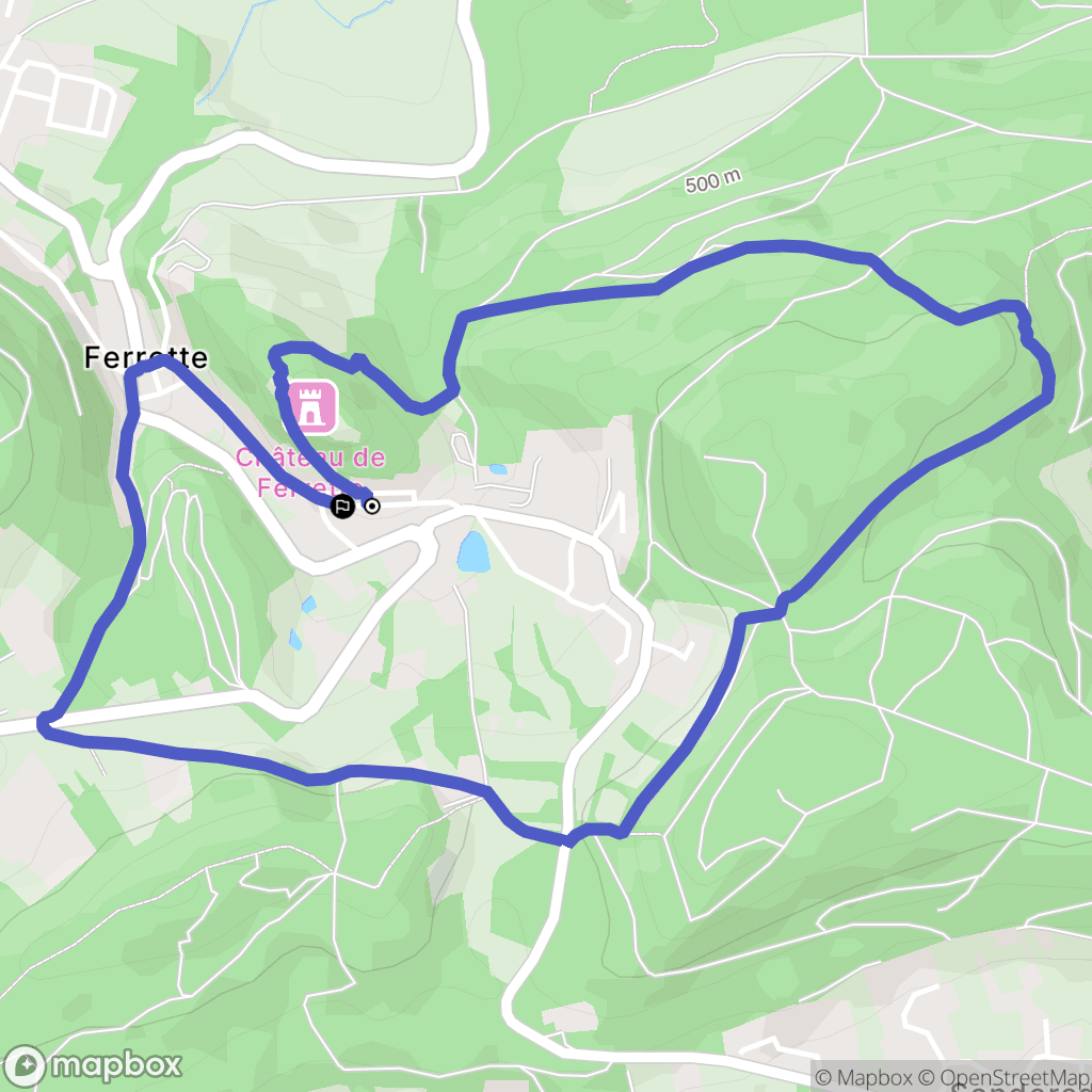 Ferrette : carte du parcours de randonnée - France