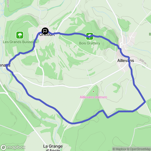 Oricourt : carte du parcours de randonnée - France