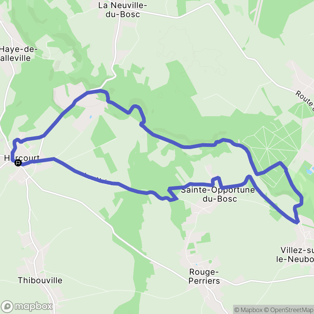Harcourt : carte du parcours de randonnée - France