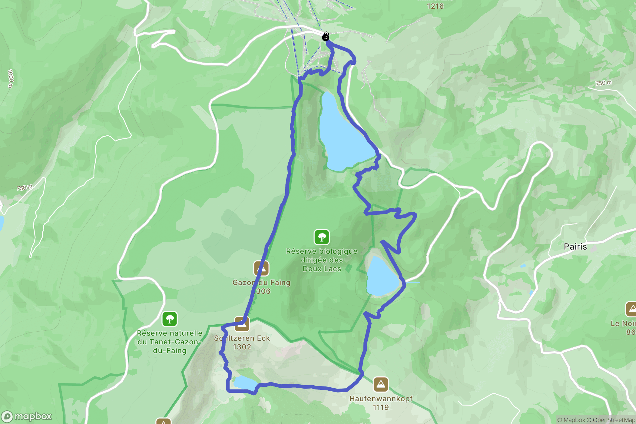 Le Bonhomme : carte du parcours de randonnée - France