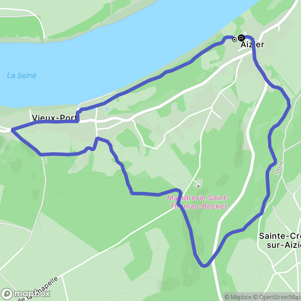 Aizier : carte du parcours de randonnée - France