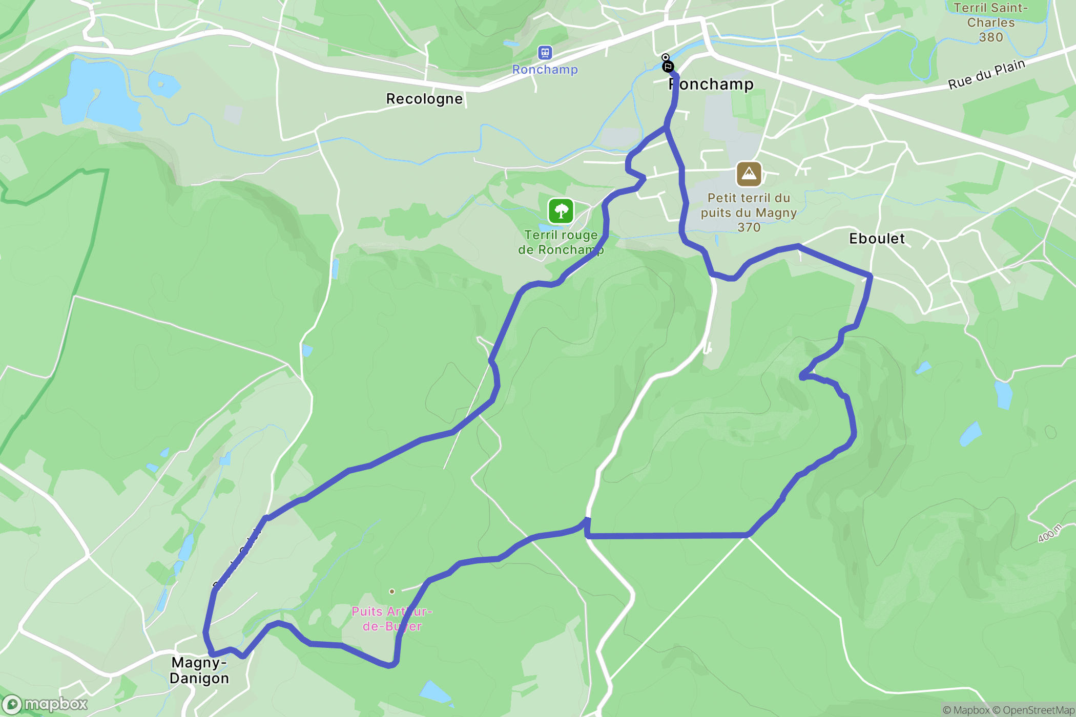 Ronchamp : carte du parcours de randonnée - France