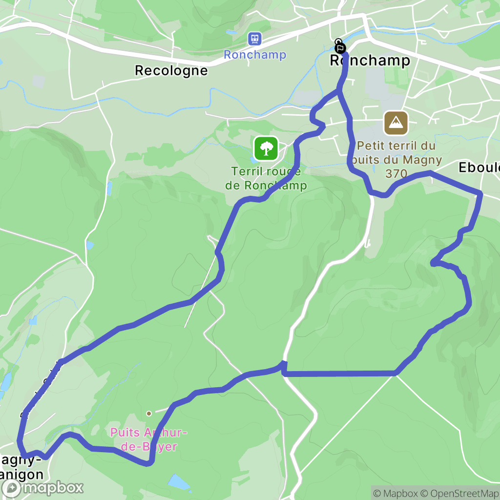 Ronchamp : carte du parcours de randonnée - France