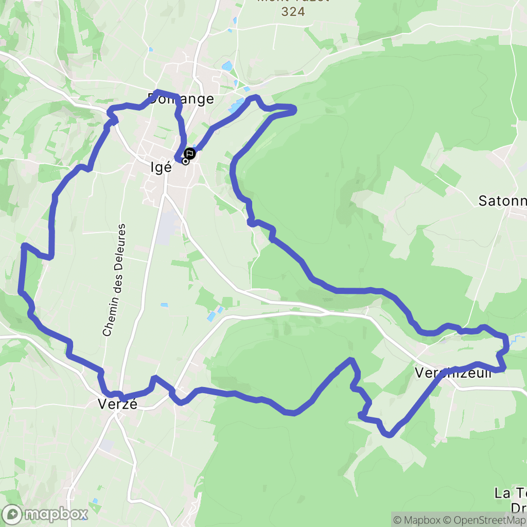 Igé : carte du parcours de randonnée - France