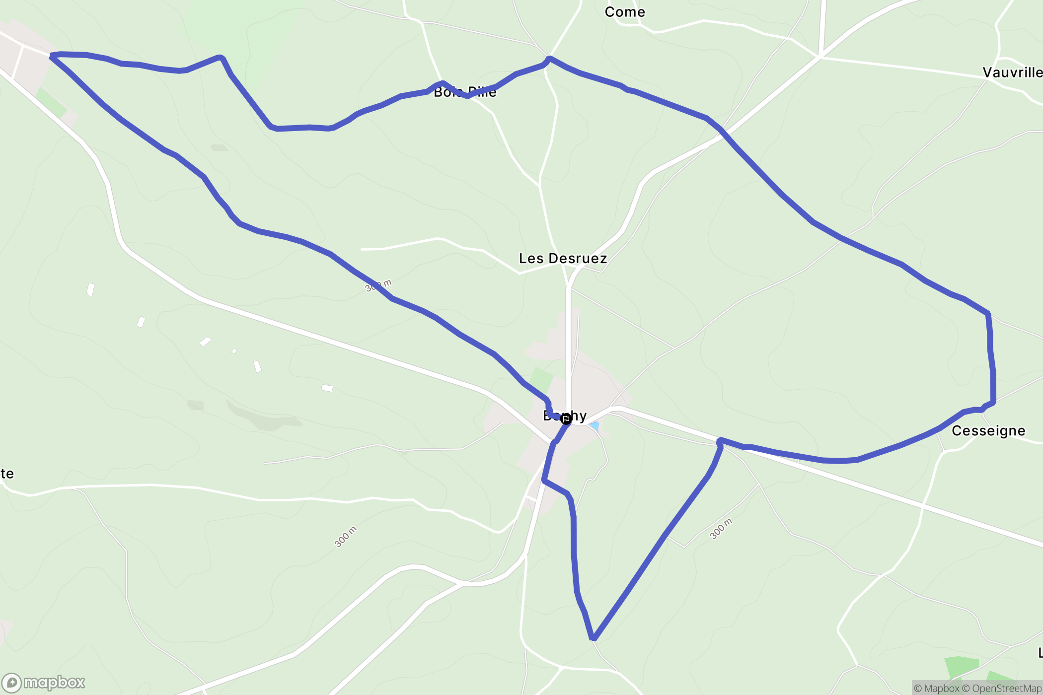 Bouhy : carte du parcours de randonnée - France