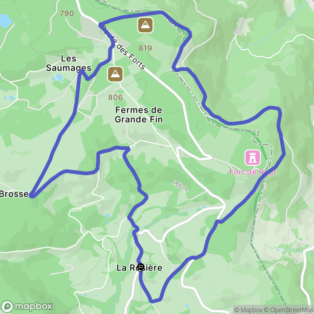 La Rosière (Coravillers) : carte du parcours de randonnée - France