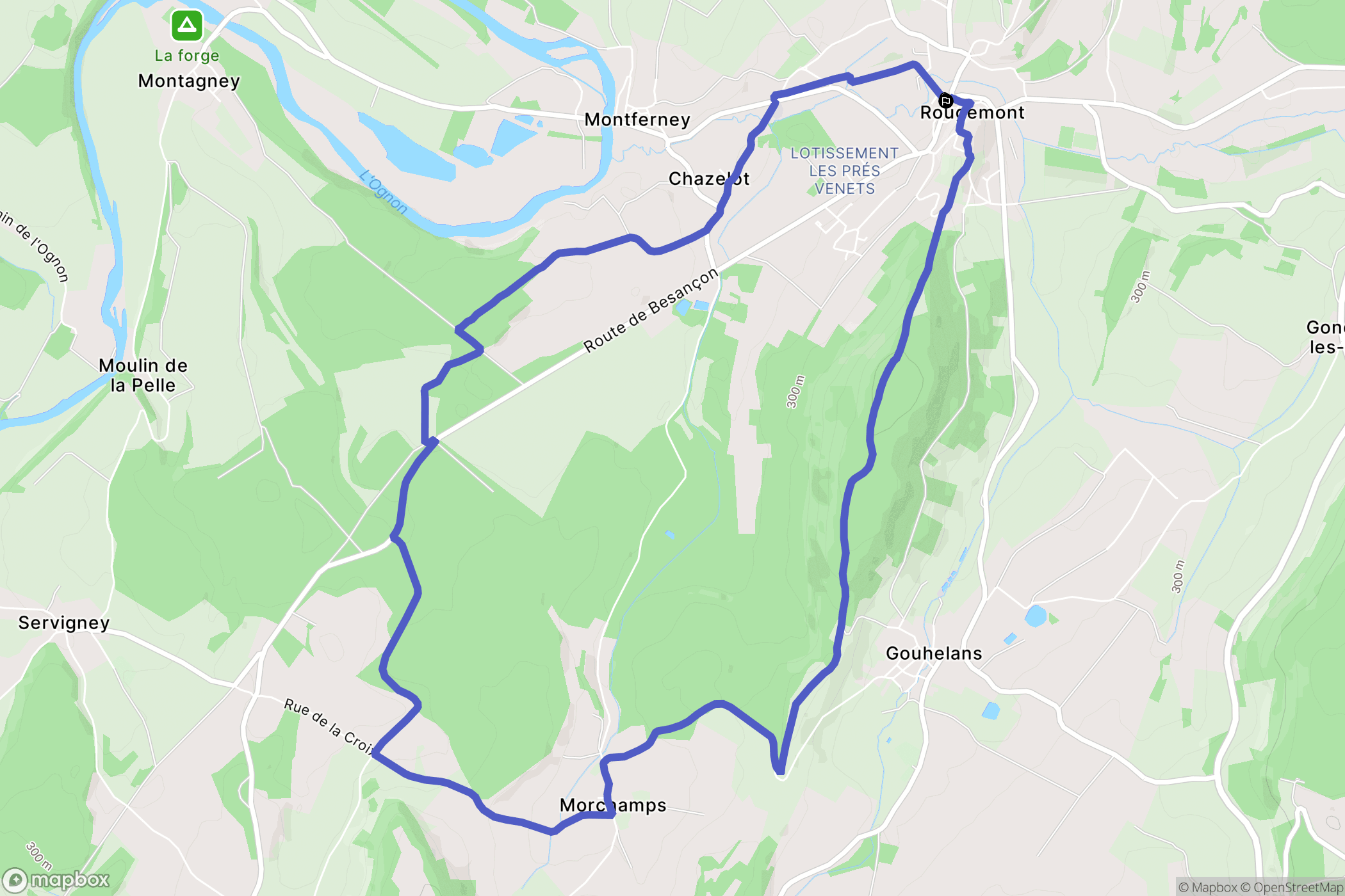 Rougemont : carte du parcours de randonnée - France