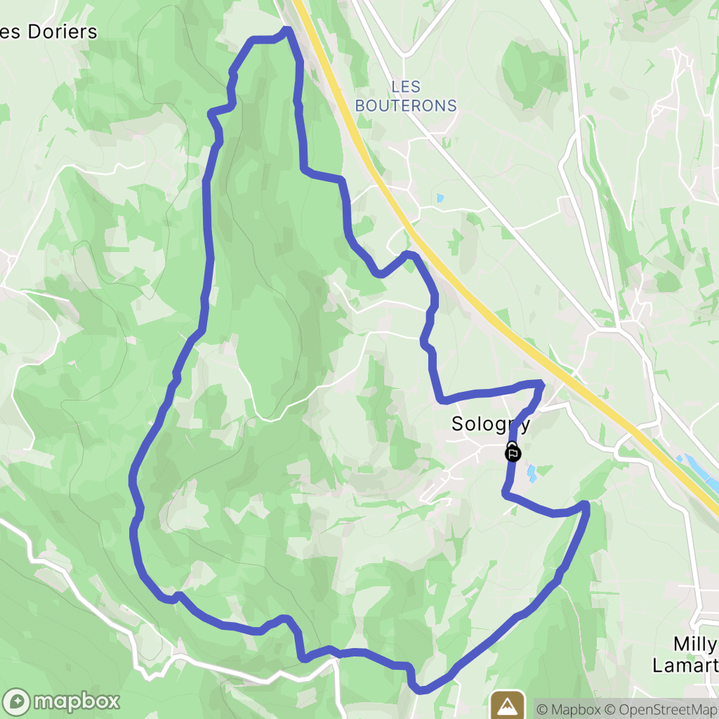 Sologny : carte du parcours de randonnée - France