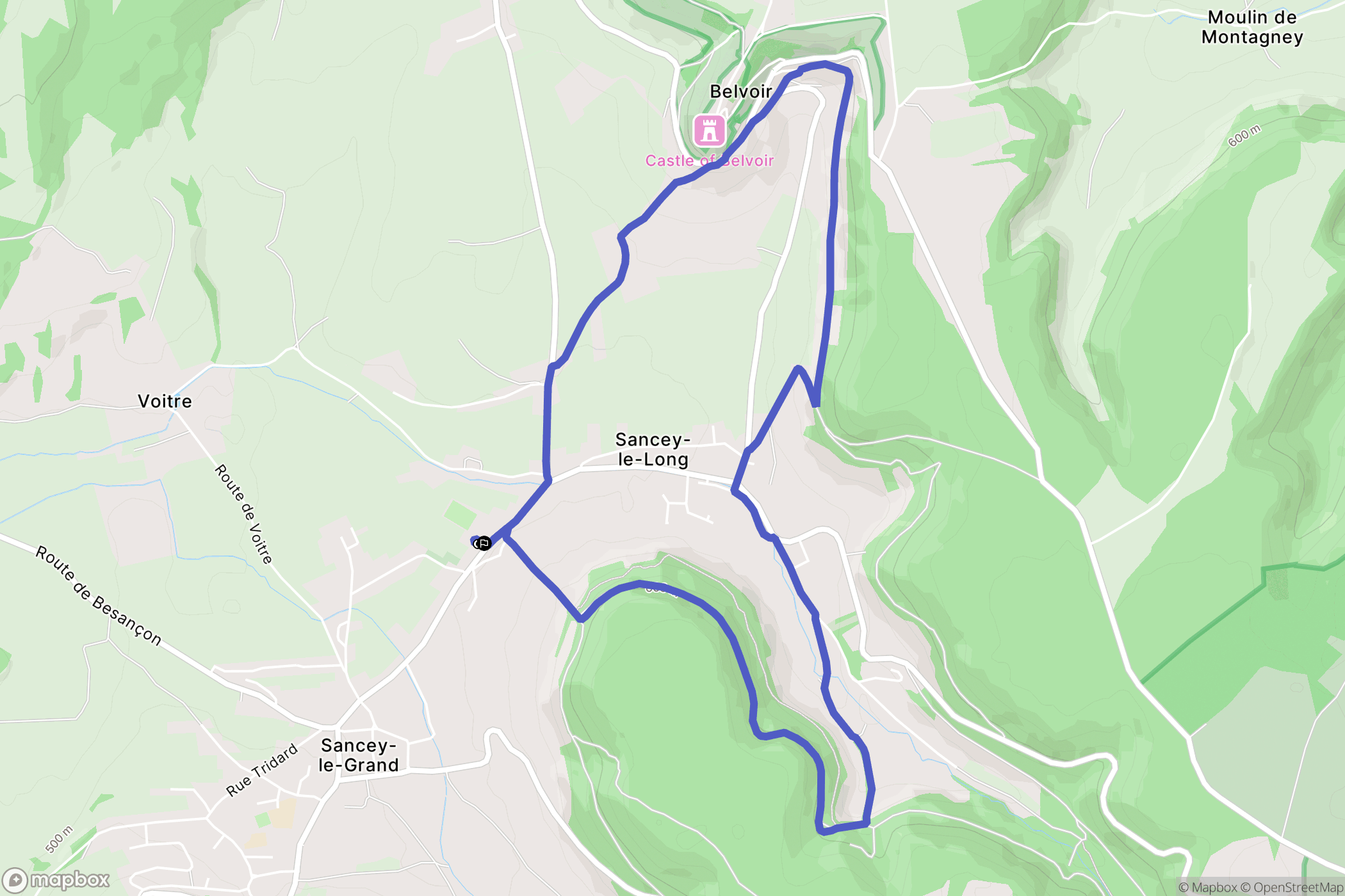 Sancey : carte du parcours de randonnée - France