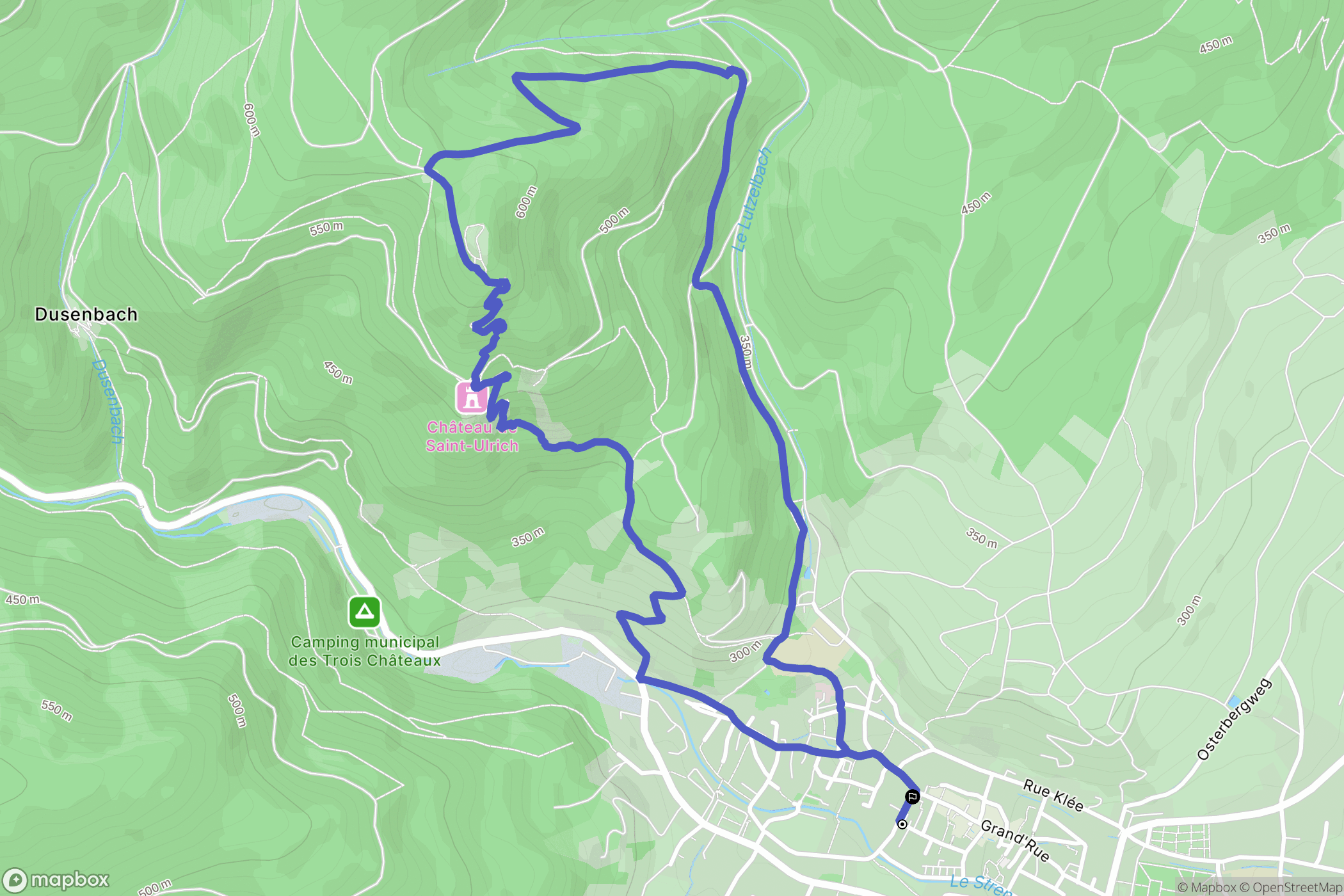 Ribeauvillé : carte du parcours de randonnée - France