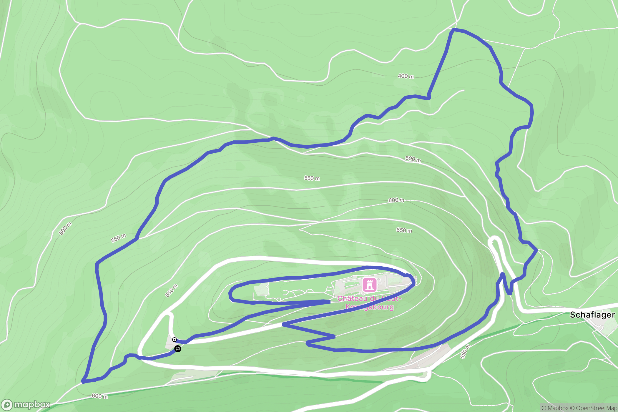 Orschwiller : carte du parcours de randonnée - France
