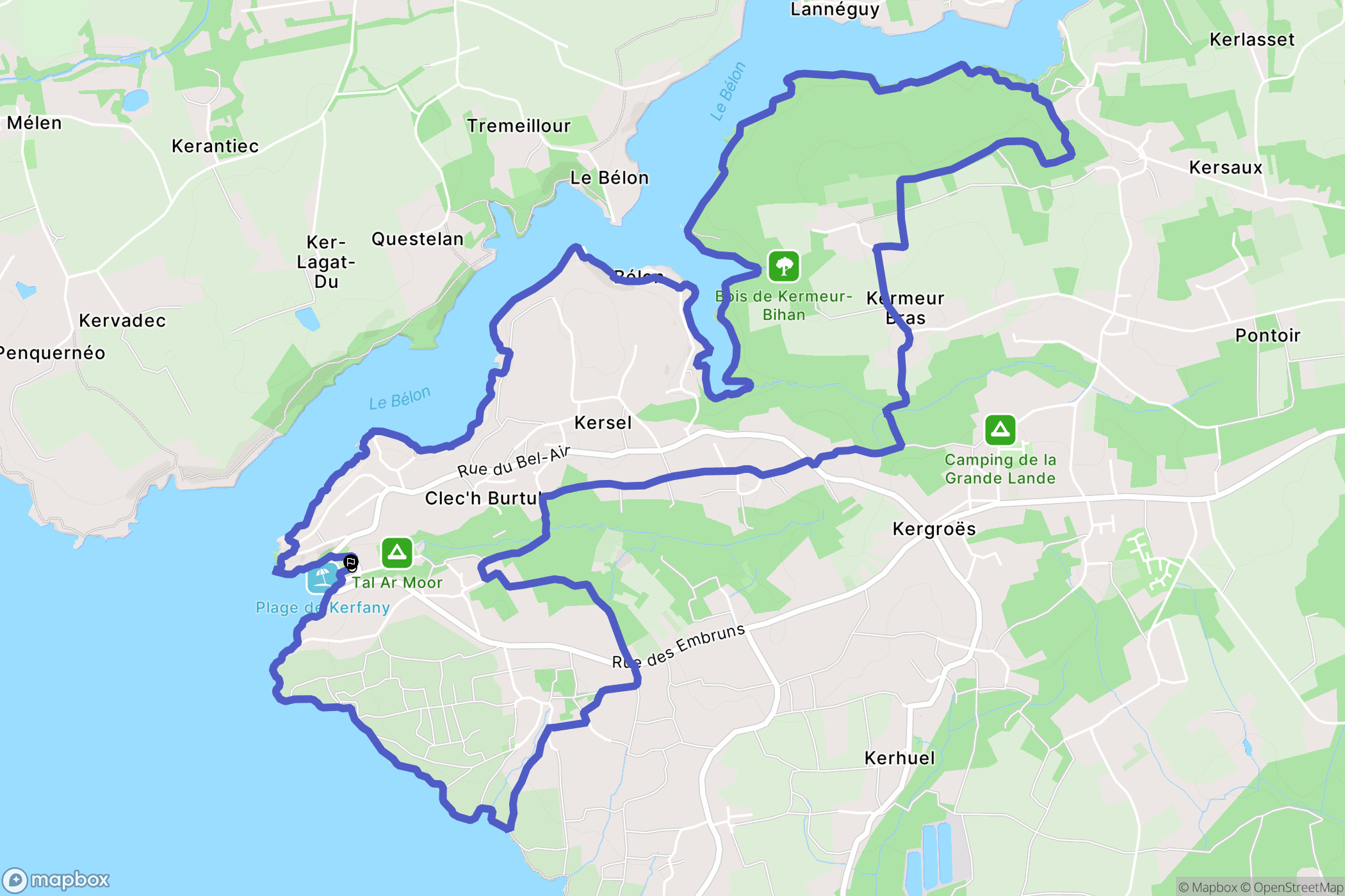 Moëlan-sur-Mer : carte du parcours de randonnée - France