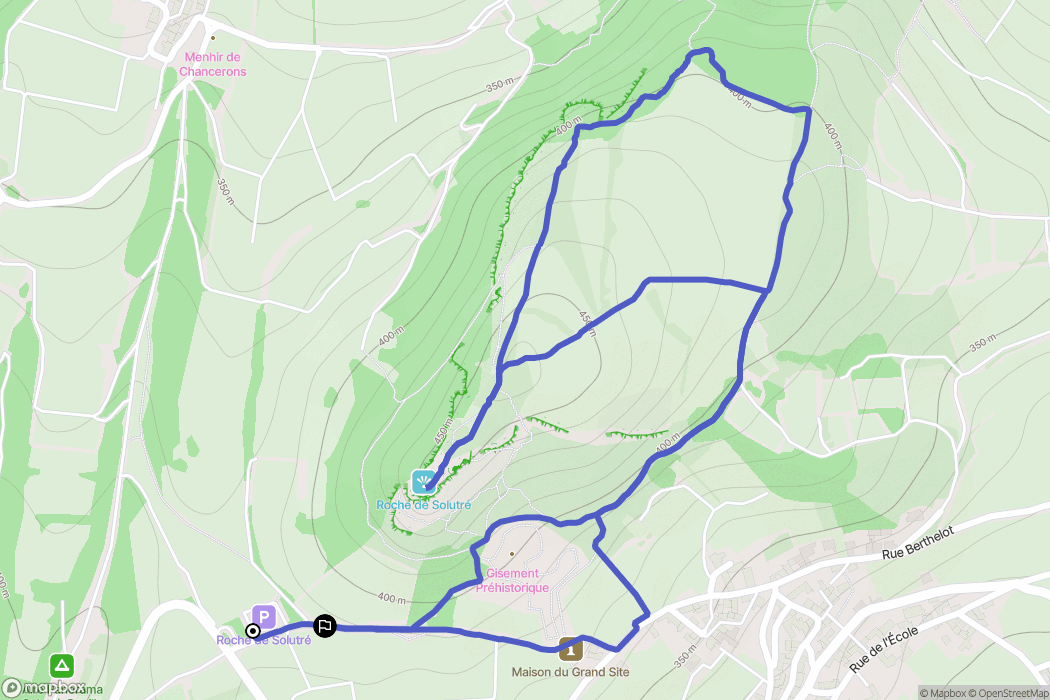 Solutré-Pouilly : carte du parcours de randonnée - France