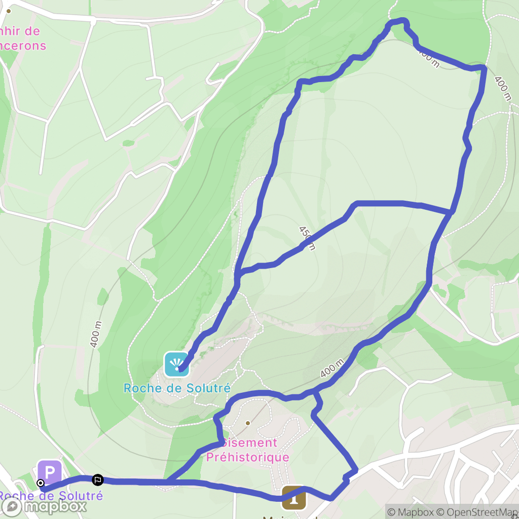 Solutré-Pouilly : carte du parcours de randonnée - France