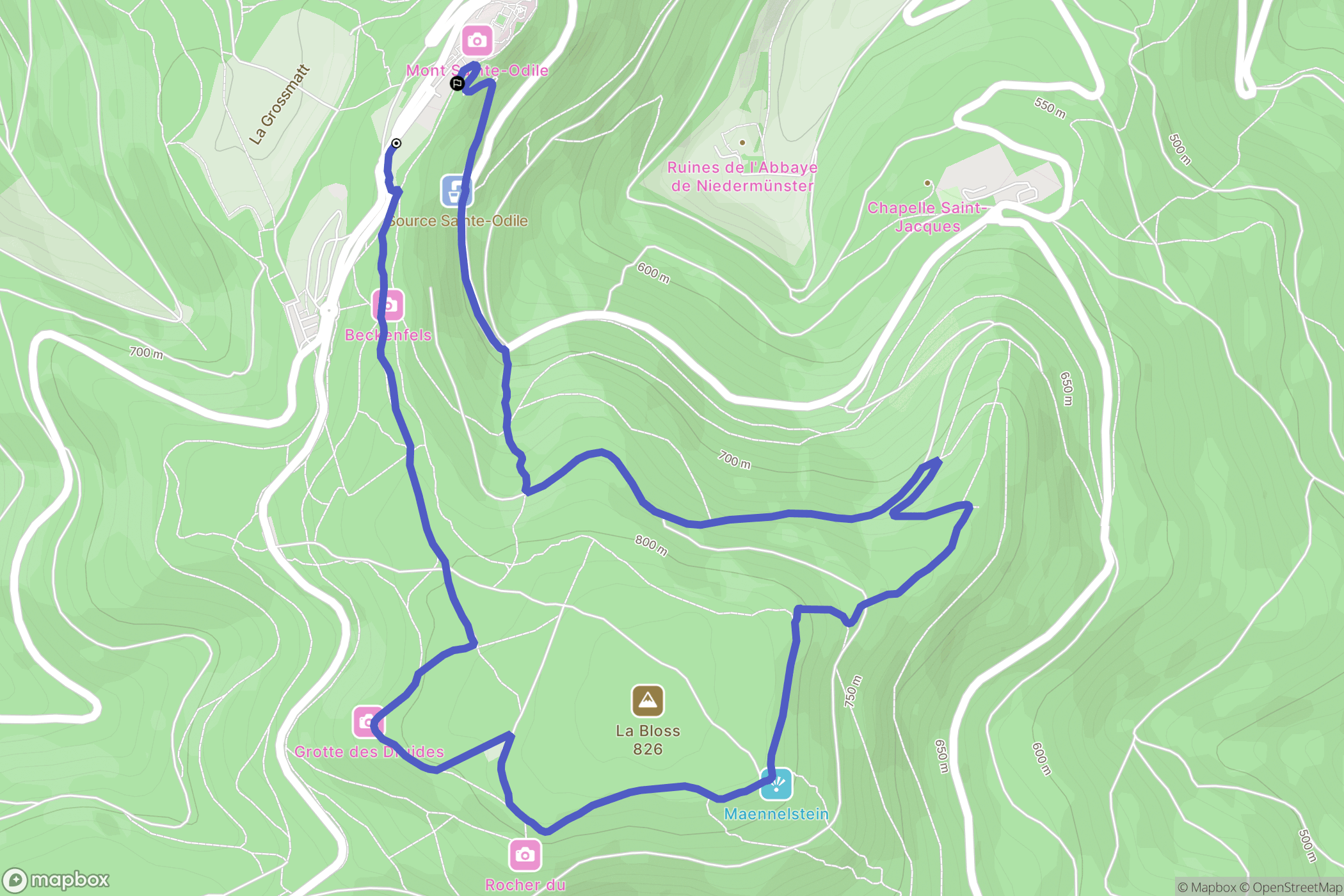 Ottrott : carte du parcours de randonnée - France