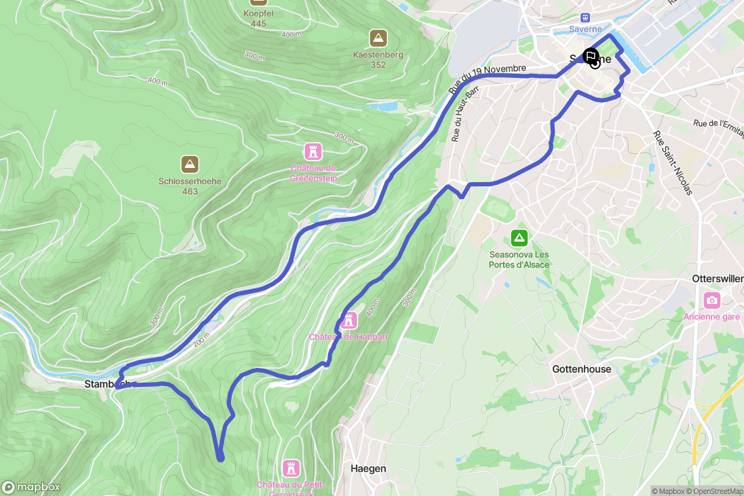 Saverne : carte du parcours de randonnée - France