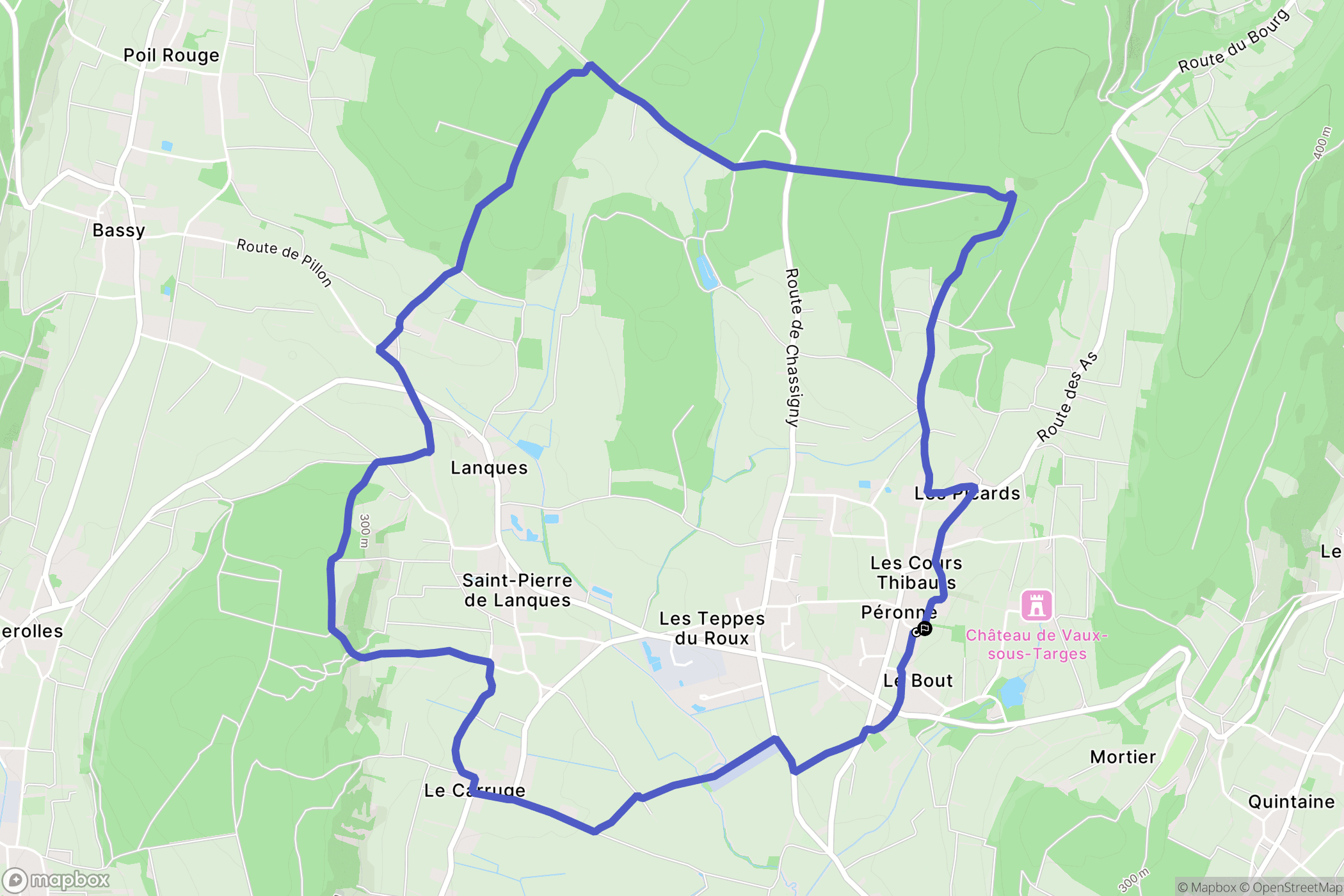 Péronne : carte du parcours de randonnée - France