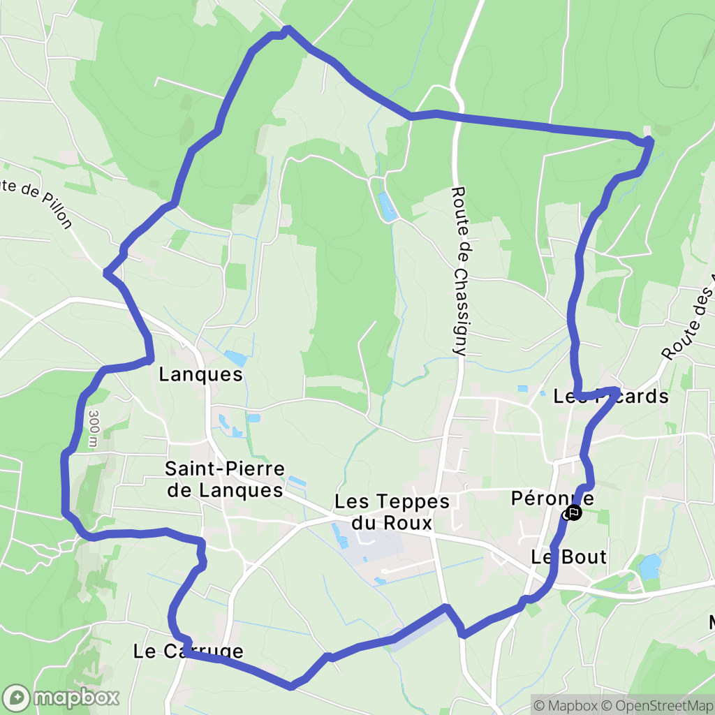 Péronne : carte du parcours de randonnée - France